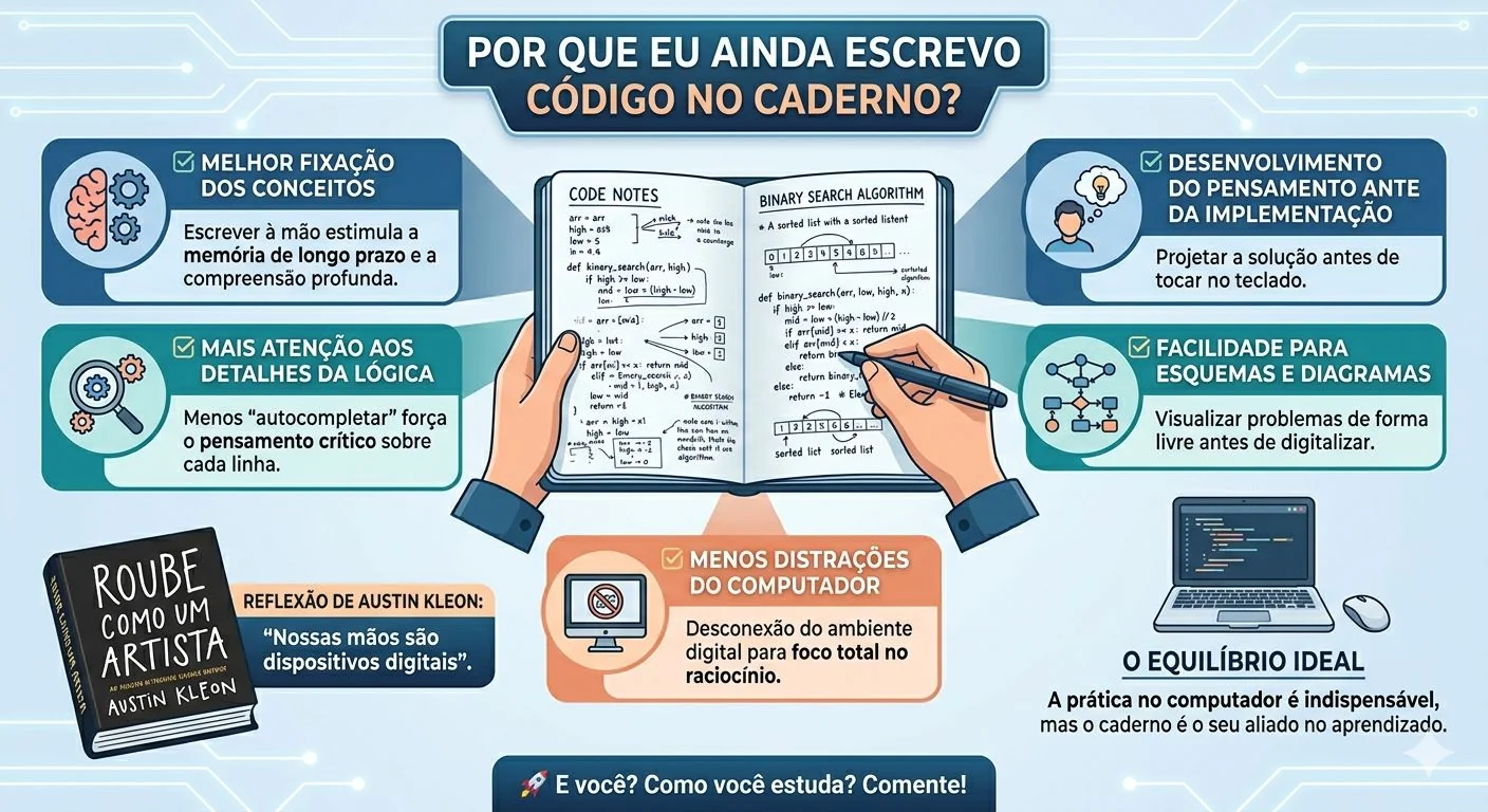 A importância de escrever código no caderno